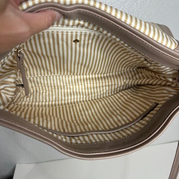Kate Spade taupe gray supple leather acrylic chain shoulder bag Perry Shoreline - Picture 7 of 11